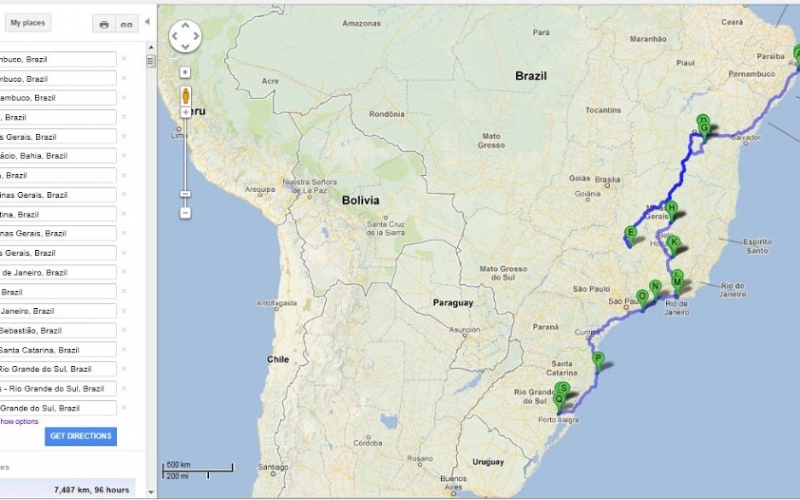 Brazil –  Map of the Road Trip