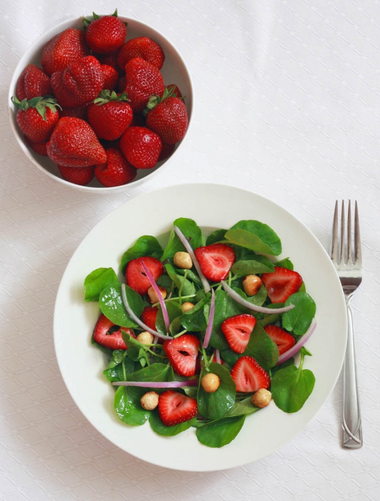 Watercress and strawberry salad