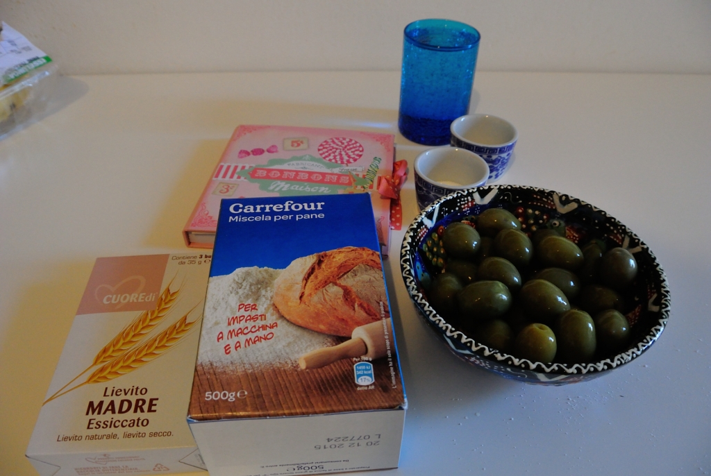 Ingredients to make your own, Italian olive bread