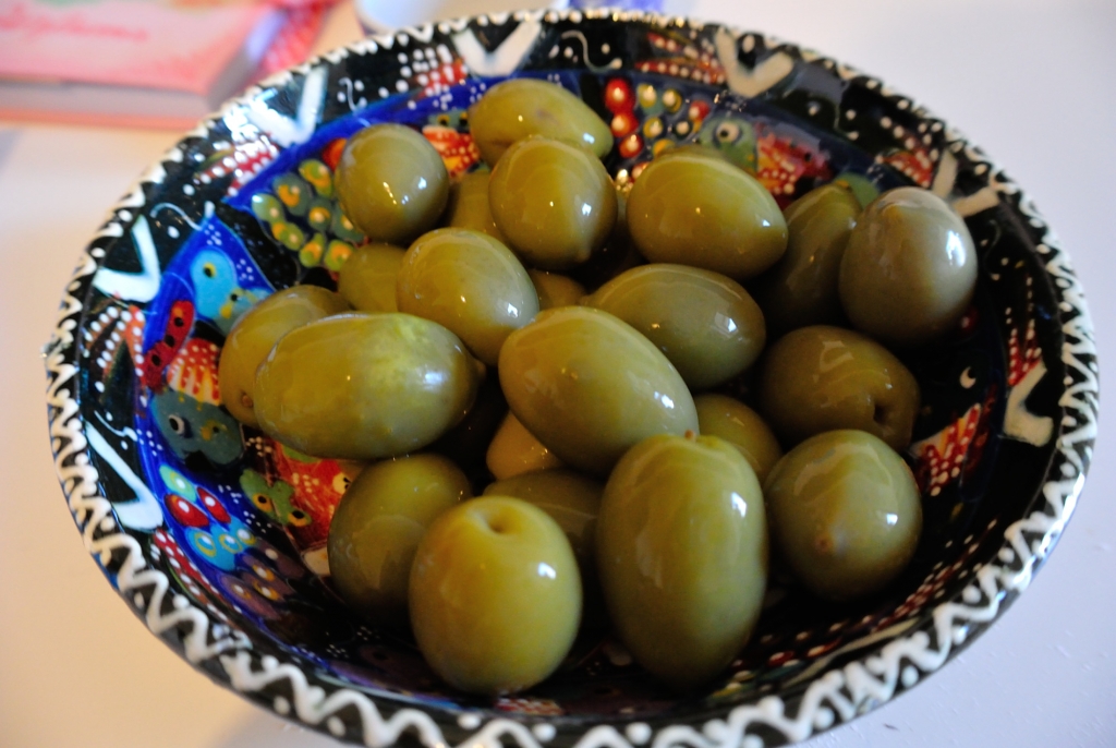 Large, green olives