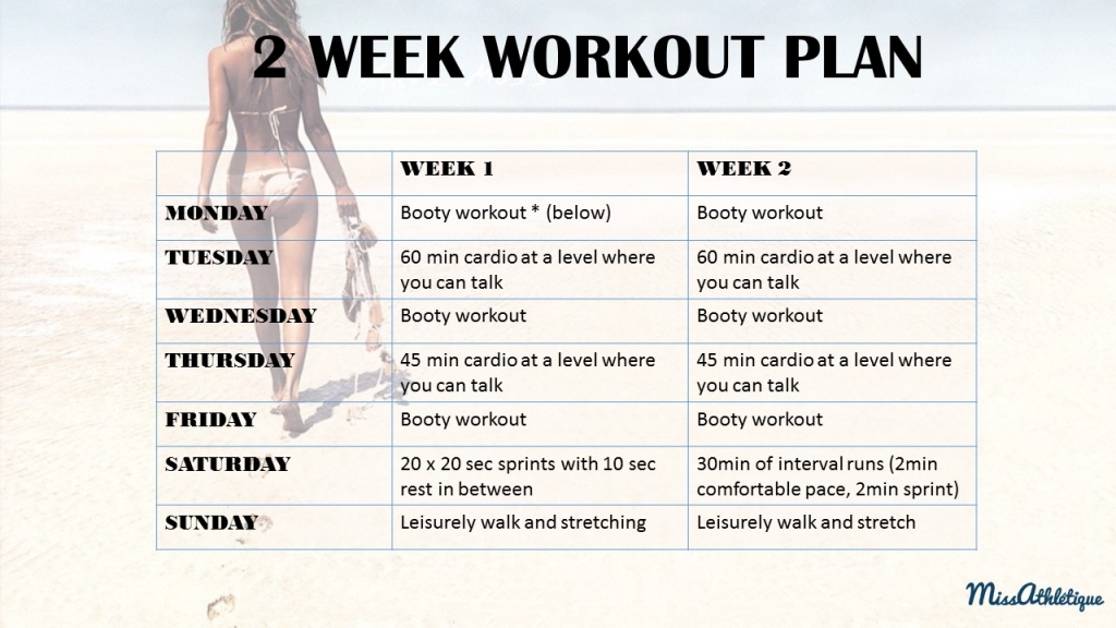 2 week booty shaping workout plan