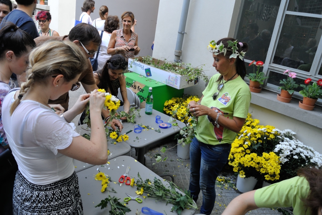 Flower crown making corner at #IKEAtemporary store