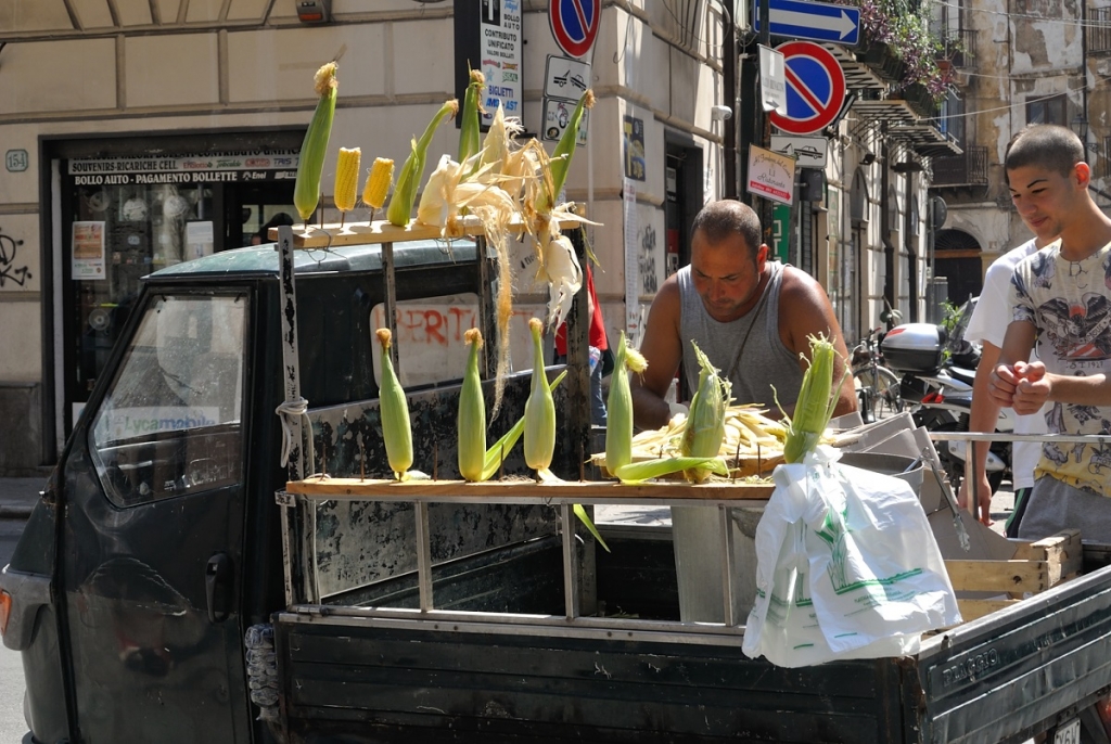 Corn sellers at Sicily