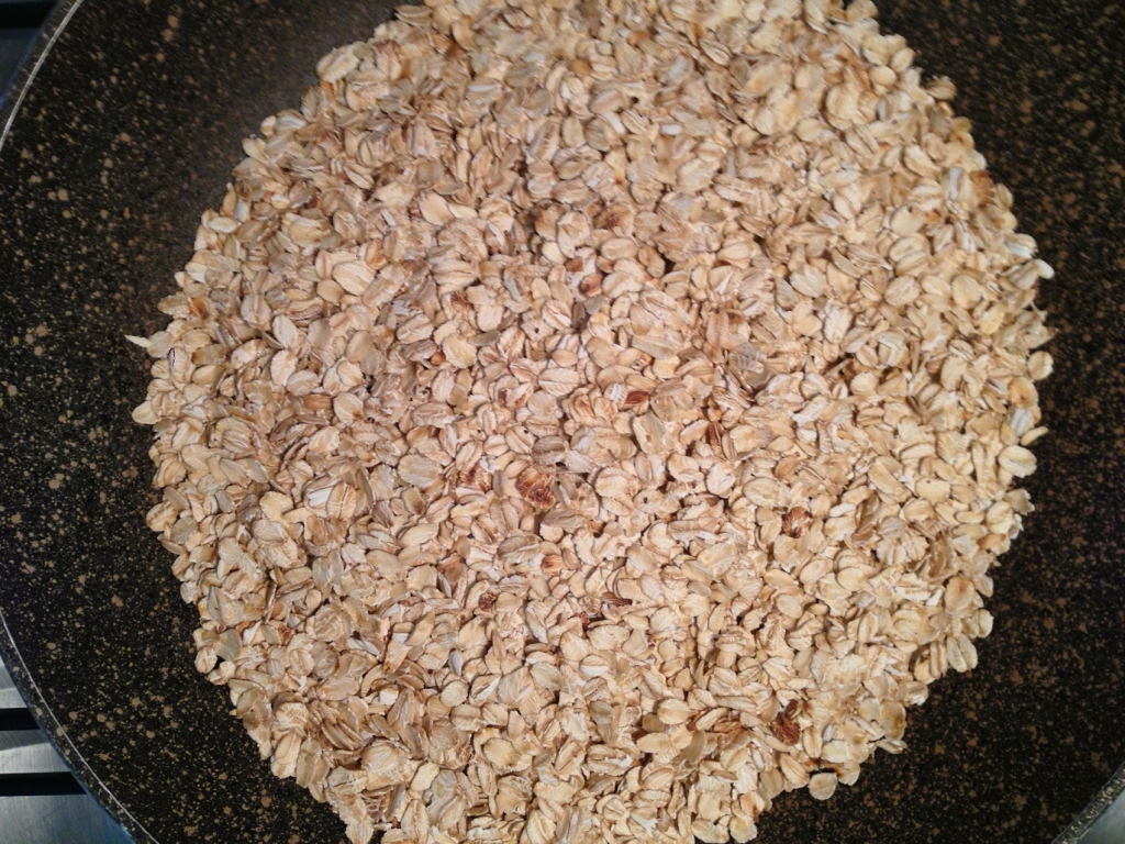 lightly roast the oats on a frying pan