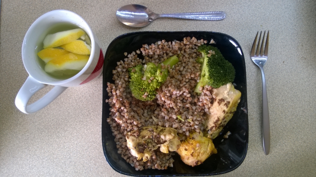 Buckwheat broccoli and chicken lunch