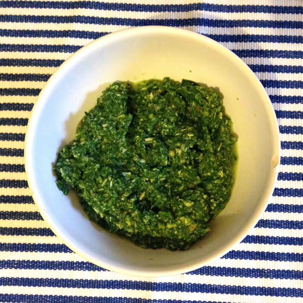 Spinach, mushroom and turkey puree