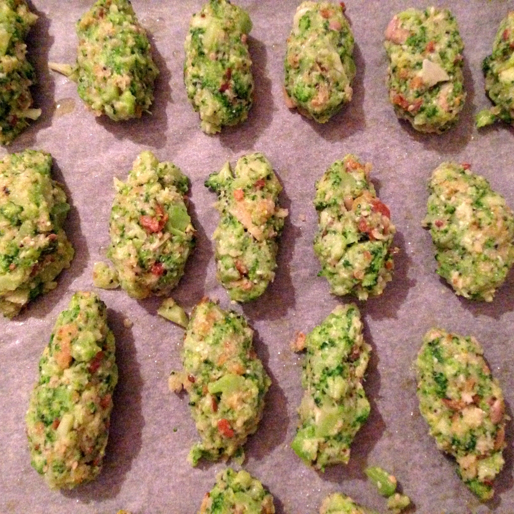 Broccoli tots - close up. Healthy recipe