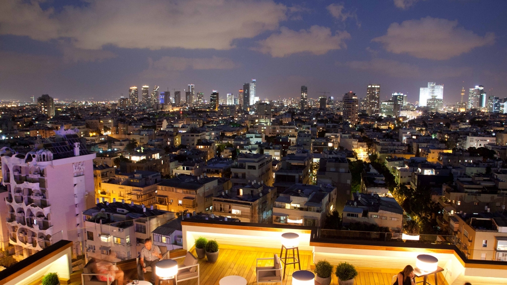 The view to the city by night - photo credit - Carlton tel Aviv