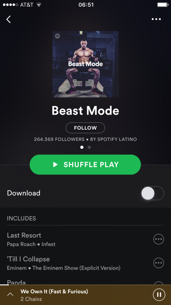 Beast mode on with a good playlist